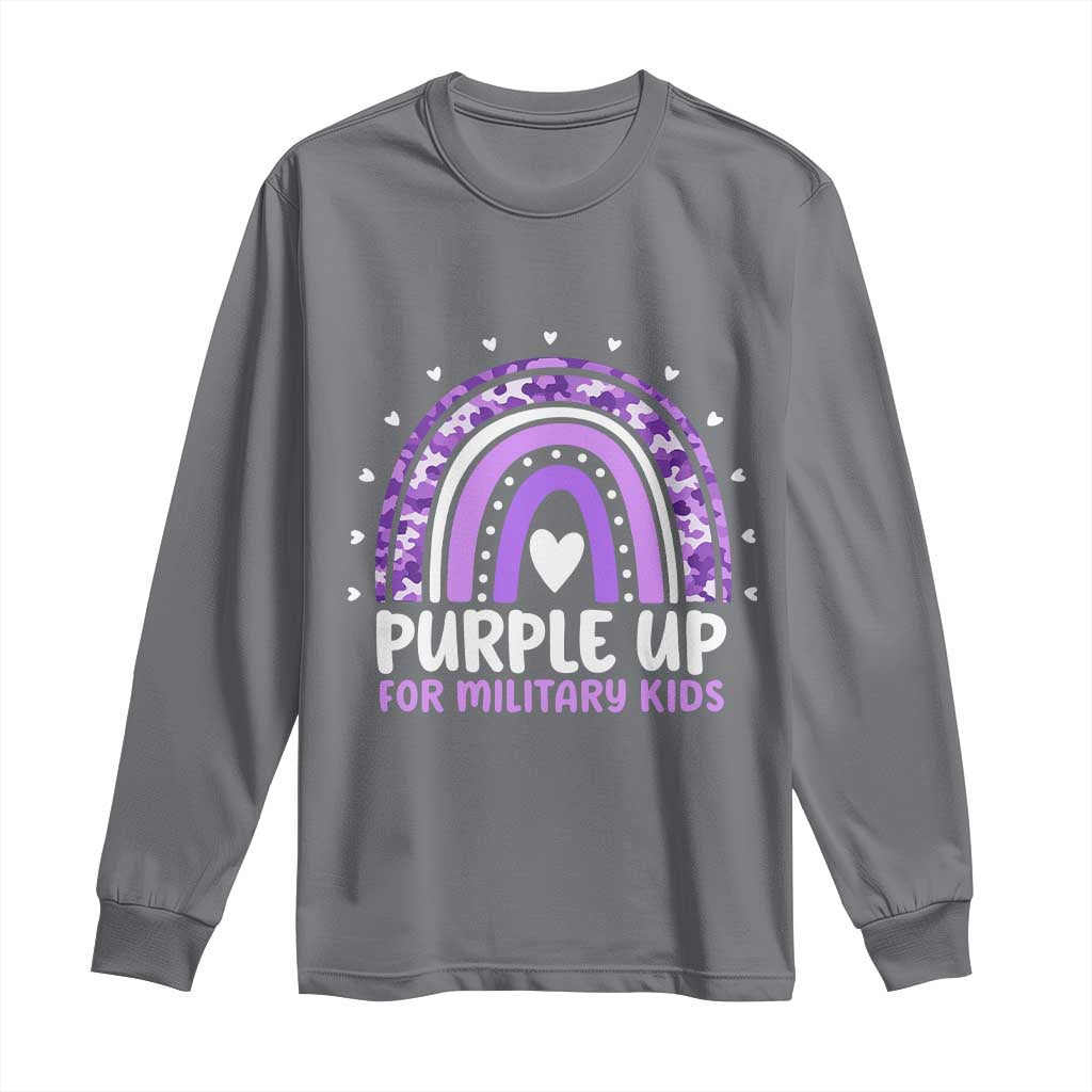 Purple Up For Military Kids Long Sleeve Shirt Month Of Military Child Army Rainbow TS10 Charcoal Print Your Wear