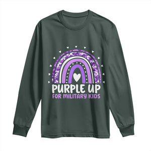 Purple Up For Military Kids Long Sleeve Shirt Month Of Military Child Army Rainbow TS10 Dark Forest Green Print Your Wear