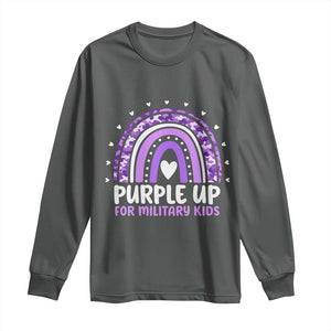 Purple Up For Military Kids Long Sleeve Shirt Month Of Military Child Army Rainbow TS10 Dark Heather Print Your Wear