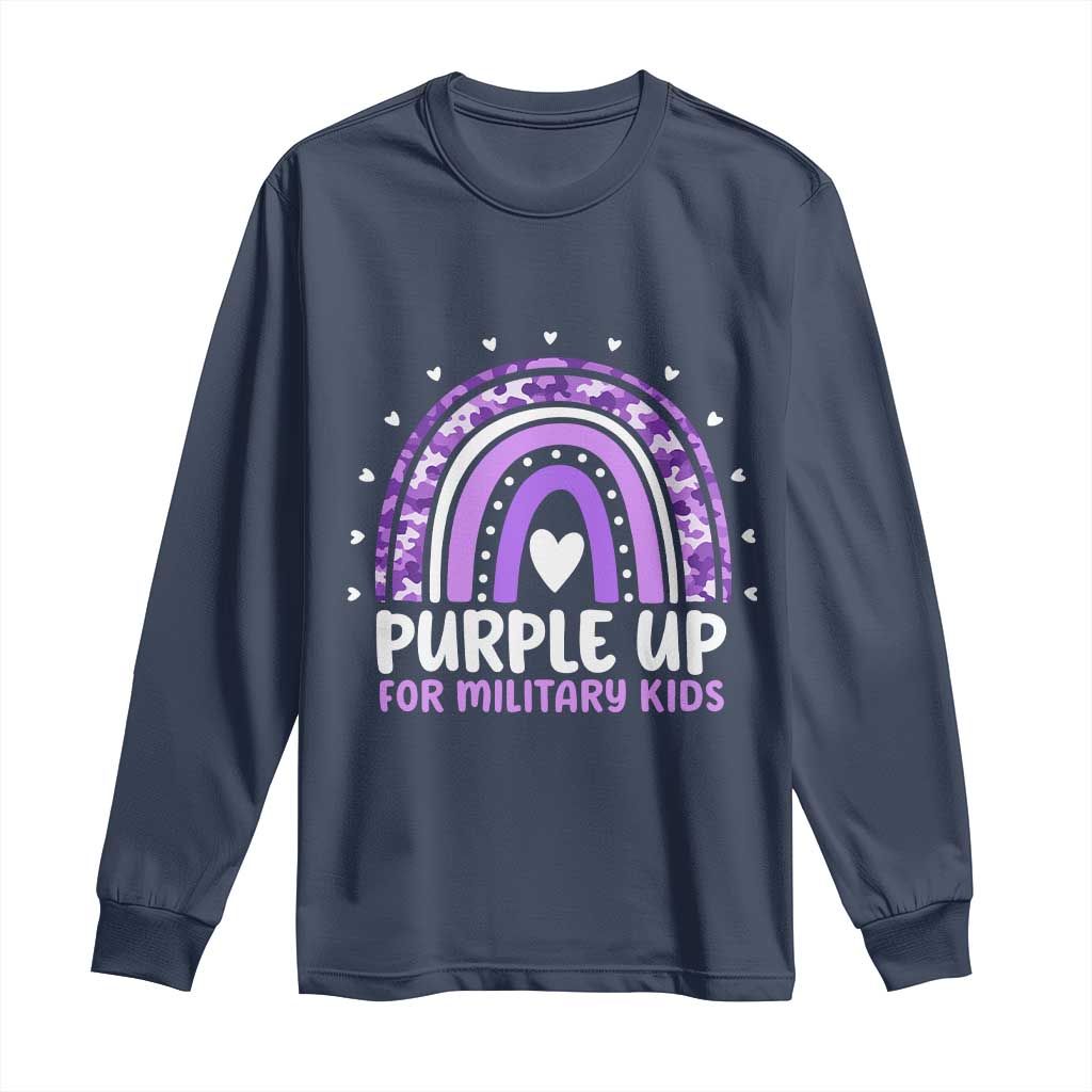 Purple Up For Military Kids Long Sleeve Shirt Month Of Military Child Army Rainbow TS10 Navy Print Your Wear