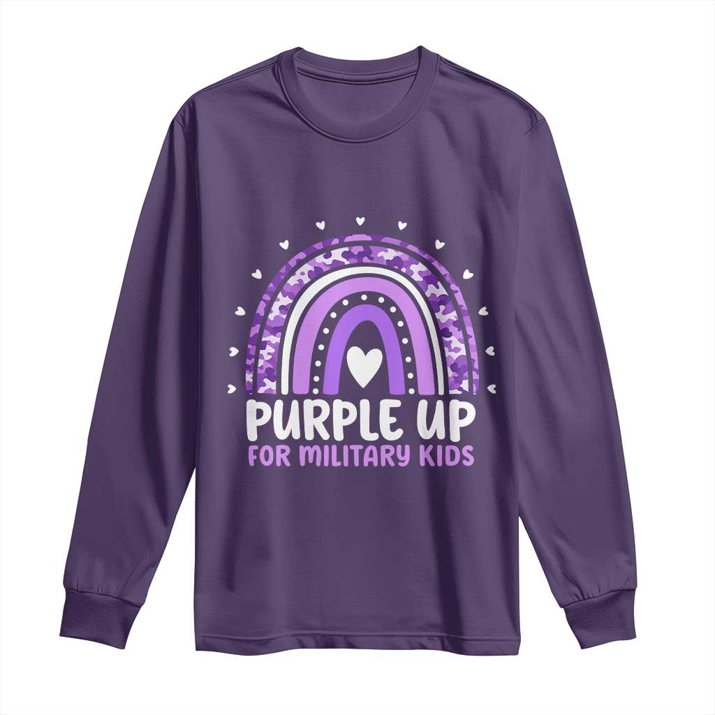 Purple Up For Military Kids Long Sleeve Shirt Month Of Military Child Army Rainbow TS10 Purple Print Your Wear