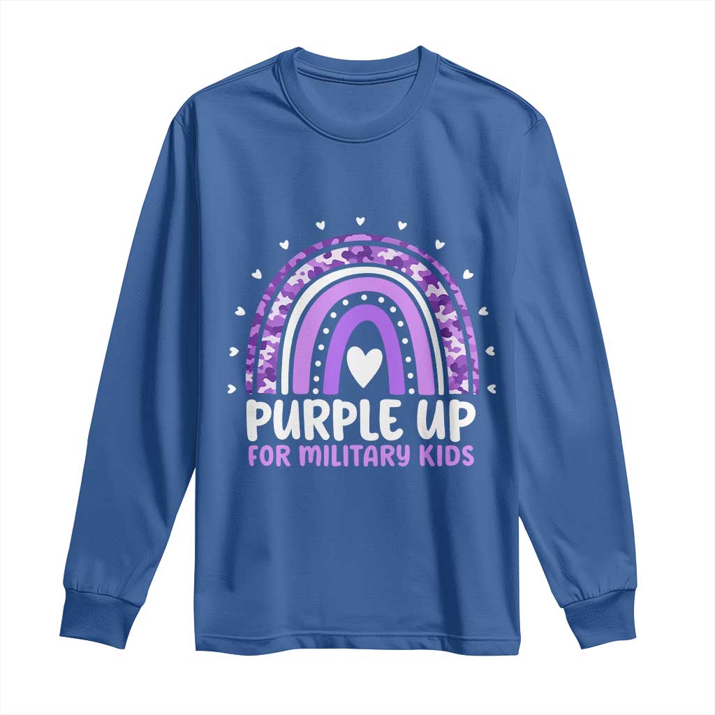 Purple Up For Military Kids Long Sleeve Shirt Month Of Military Child Army Rainbow TS10 Royal Blue Print Your Wear