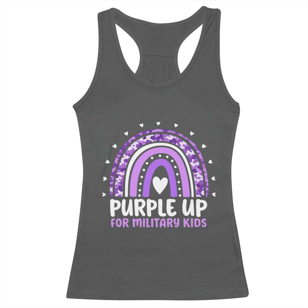 Purple Up For Military Kids Racerback Tank Top Month Of Military Child Army Rainbow TS10 Dark Heather Print Your Wear