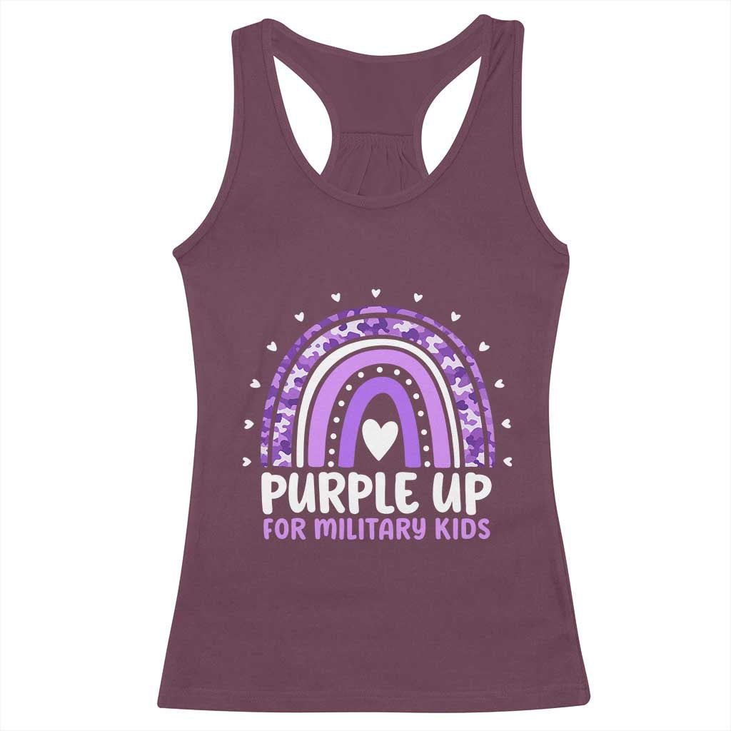 Purple Up For Military Kids Racerback Tank Top Month Of Military Child Army Rainbow TS10 Maroon Print Your Wear