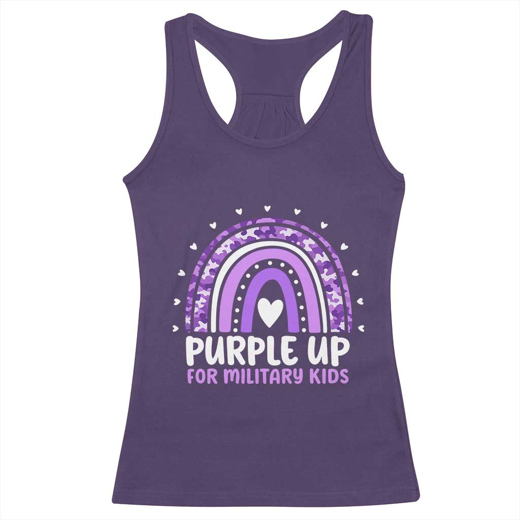 Purple Up For Military Kids Racerback Tank Top Month Of Military Child Army Rainbow TS10 Purple Print Your Wear