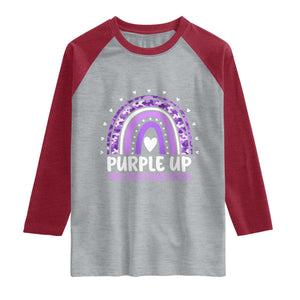 Purple Up For Military Kids Raglan Shirt Month Of Military Child Army Rainbow TS10 Heather Gray Heather Red Print Your Wear
