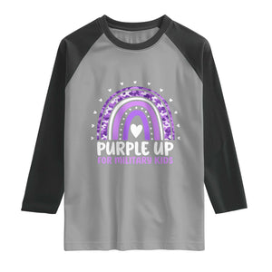 Purple Up For Military Kids Raglan Shirt Month Of Military Child Army Rainbow TS10 Sport Gray Black Print Your Wear
