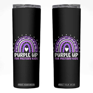 Purple Up For Military Kids Skinny Tumbler Month Of Military Child Army Rainbow TS10 Black Print Your Wear