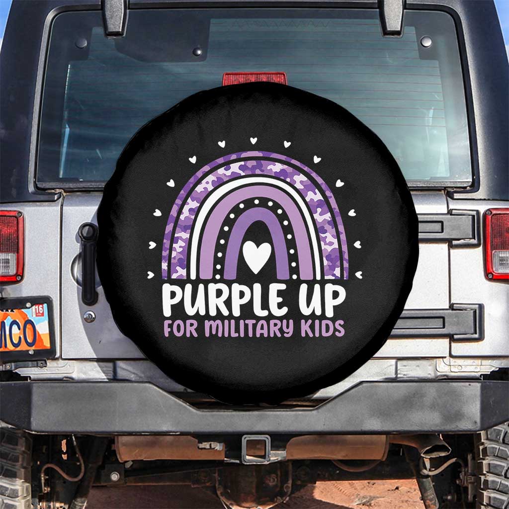 Purple Up For Military Kids Spare Tire Cover Month Of Military Child Army Rainbow TS10 No hole Black Print Your Wear