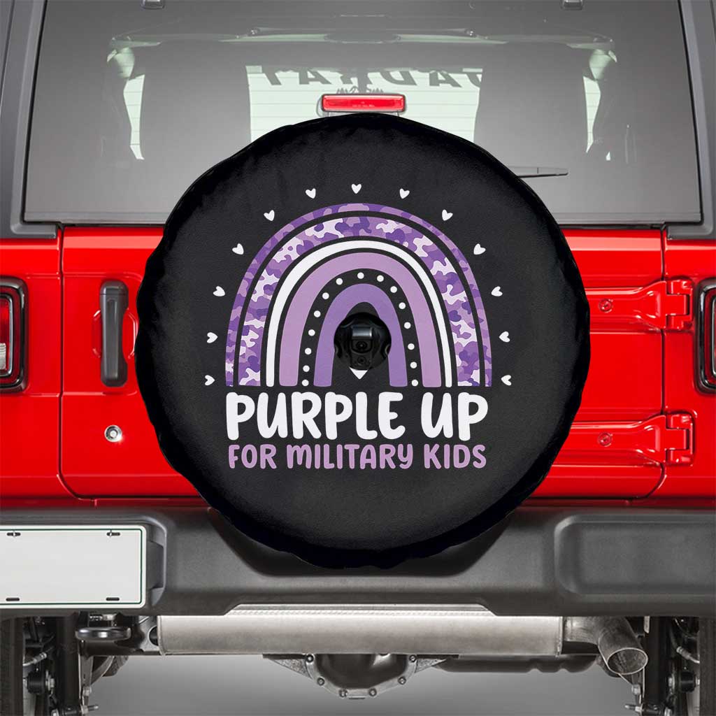 Purple Up For Military Kids Spare Tire Cover Month Of Military Child Army Rainbow TS10 Black Print Your Wear