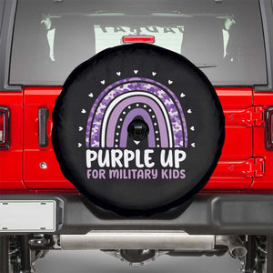 Purple Up For Military Kids Spare Tire Cover Month Of Military Child Army Rainbow TS10 Black Print Your Wear