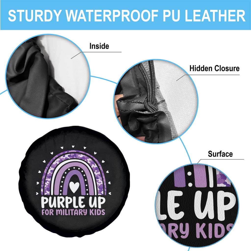 Purple Up For Military Kids Spare Tire Cover Month Of Military Child Army Rainbow TS10 Print Your Wear