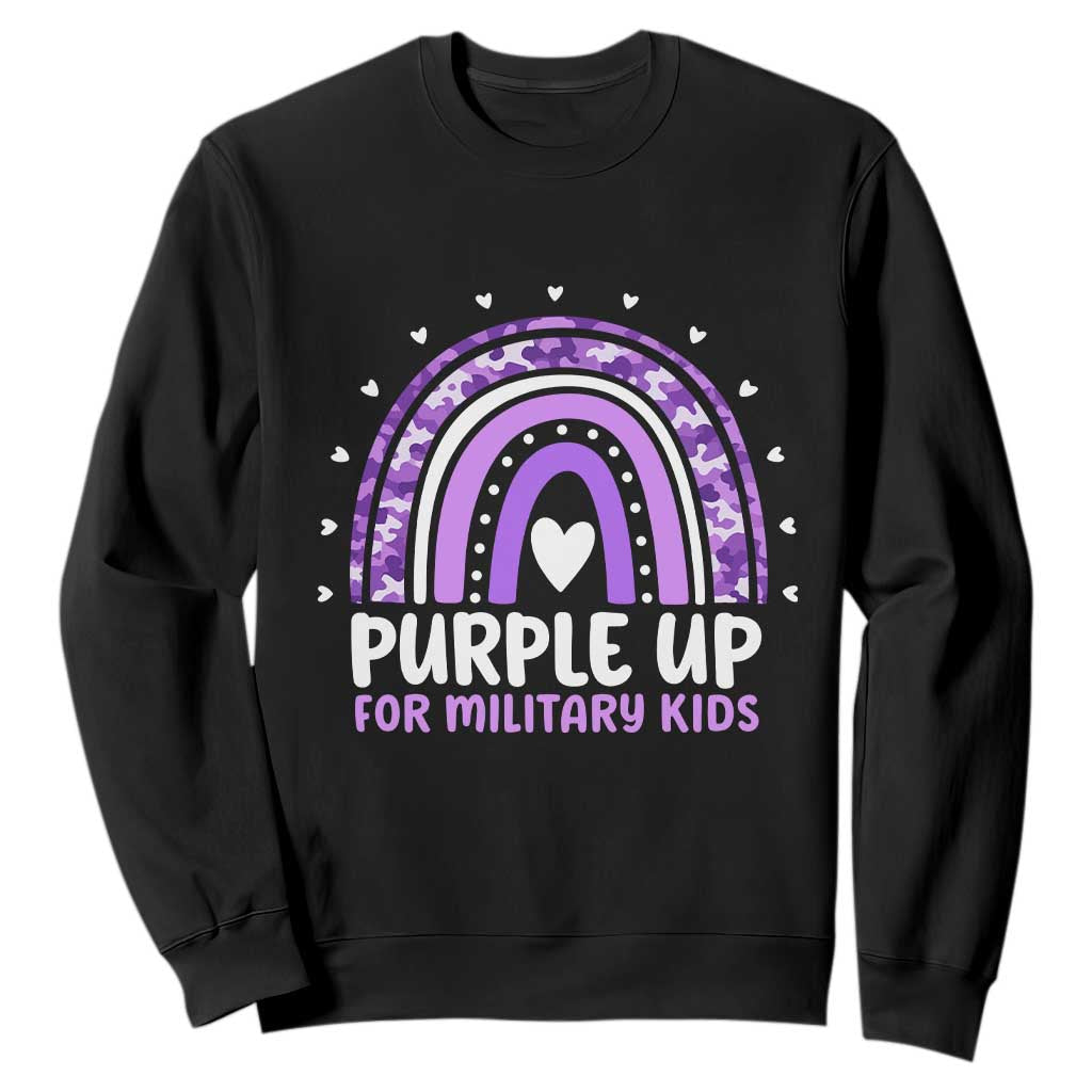 Purple Up For Military Kids Sweatshirt Month Of Military Child Army Rainbow TS10 Black Print Your Wear