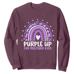 Purple Up For Military Kids Sweatshirt Month Of Military Child Army Rainbow TS10 Maroon Print Your Wear