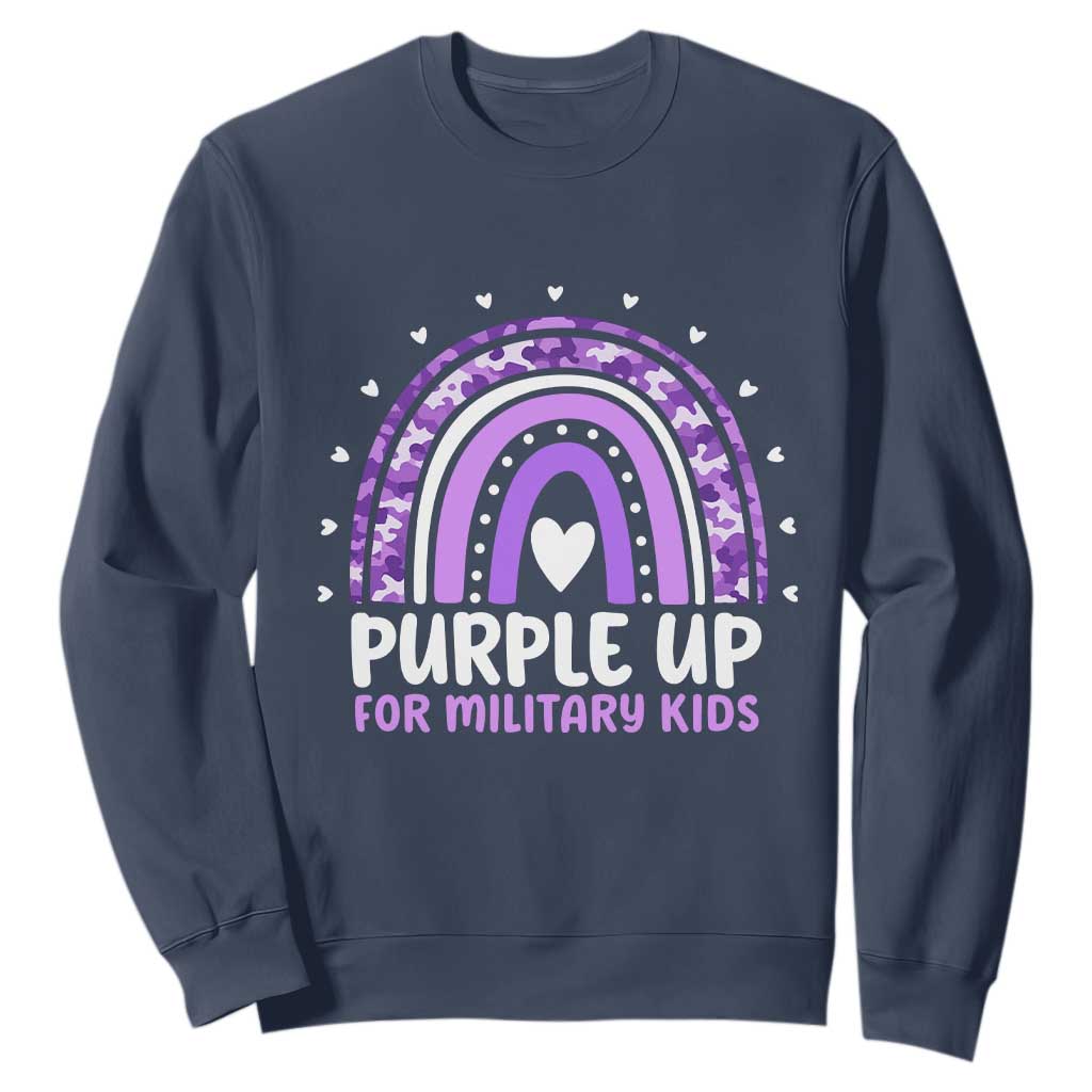 Purple Up For Military Kids Sweatshirt Month Of Military Child Army Rainbow TS10 Navy Print Your Wear