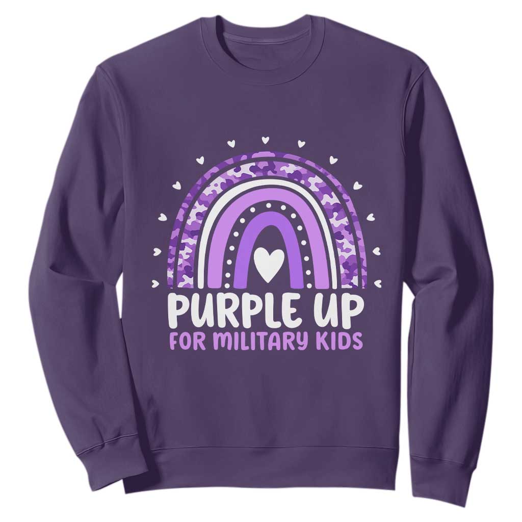 Purple Up For Military Kids Sweatshirt Month Of Military Child Army Rainbow TS10 Purple Print Your Wear