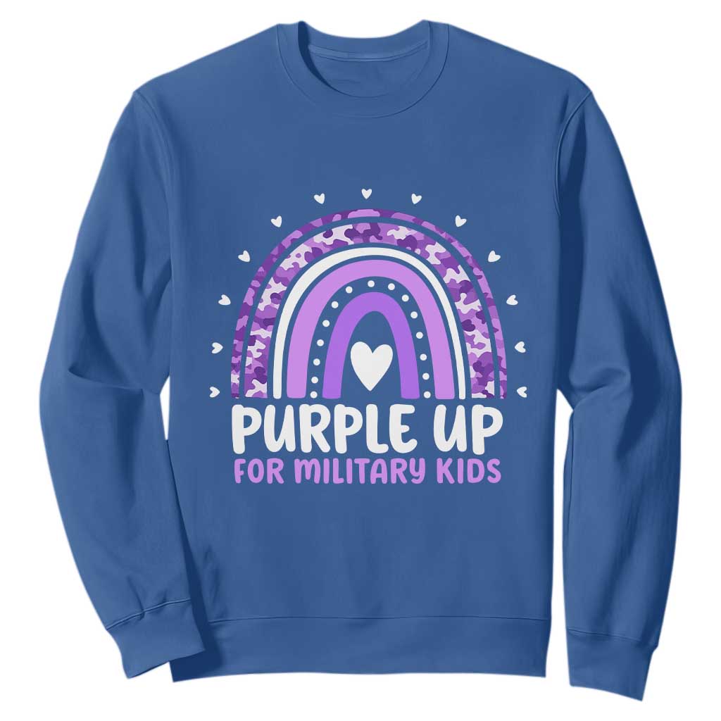 Purple Up For Military Kids Sweatshirt Month Of Military Child Army Rainbow TS10 Royal Blue Print Your Wear