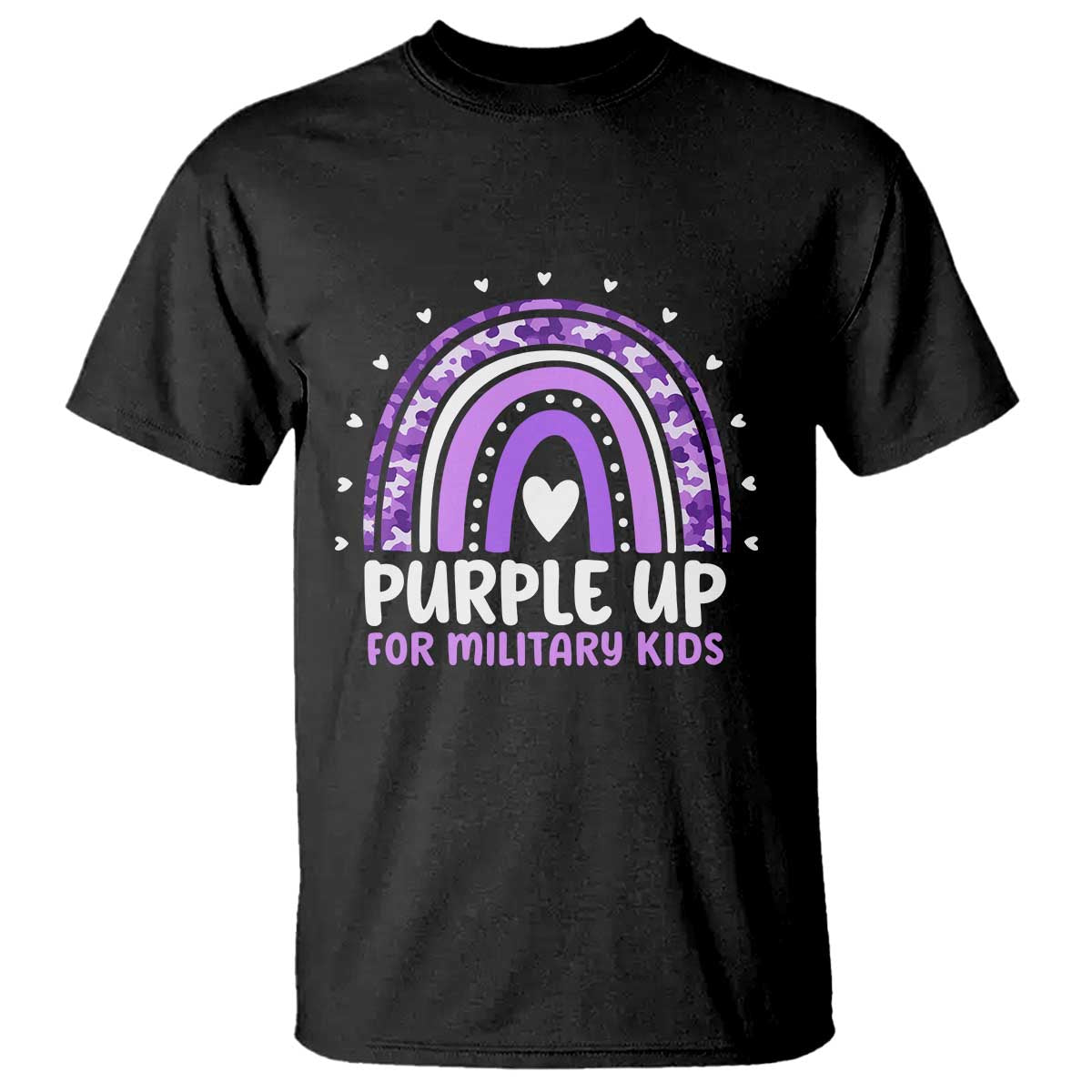 Purple Up For Military Kids T Shirt Month Of Military Child Army Rainbow TS10 Black Print Your Wear