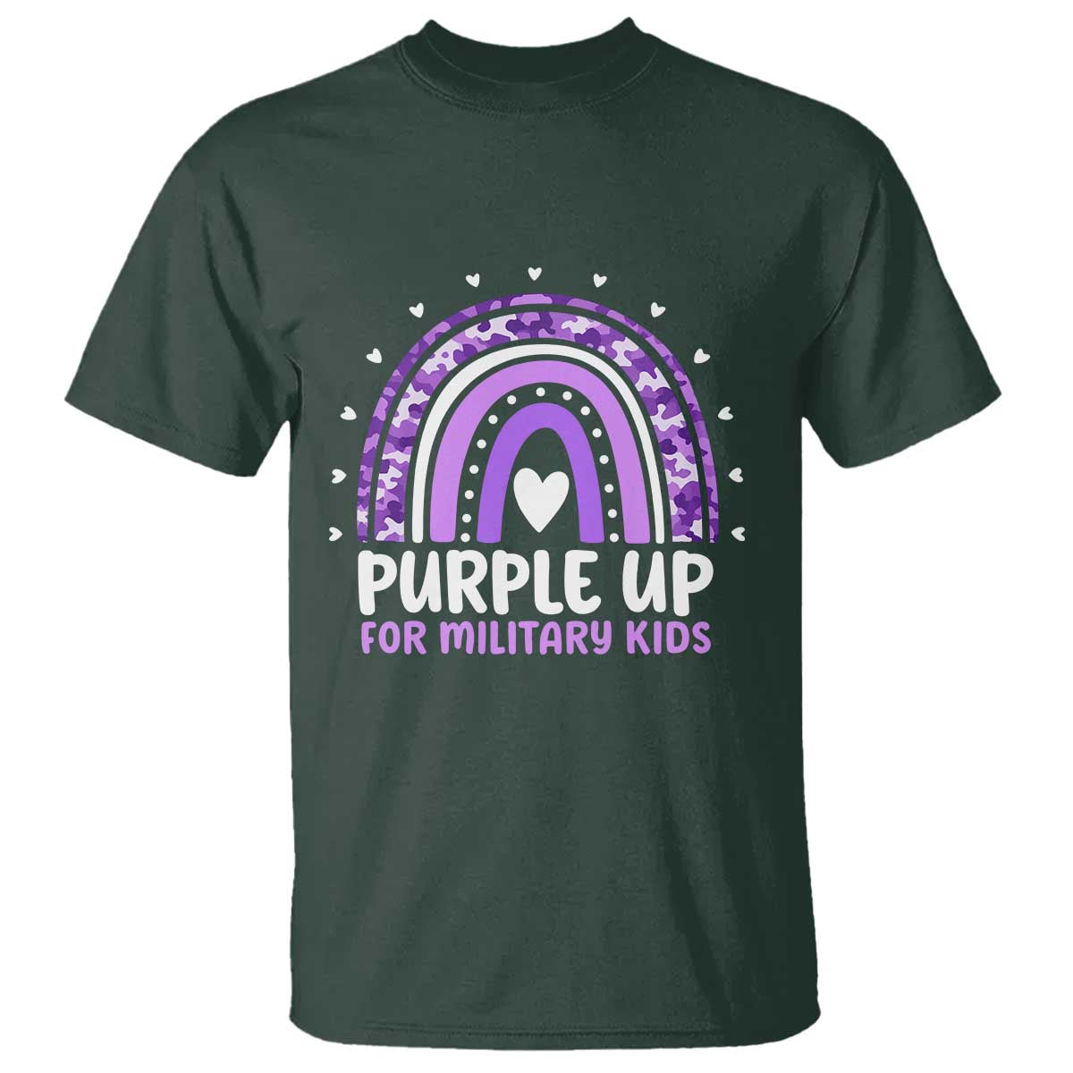 Purple Up For Military Kids T Shirt Month Of Military Child Army Rainbow TS10 Dark Forest Green Print Your Wear