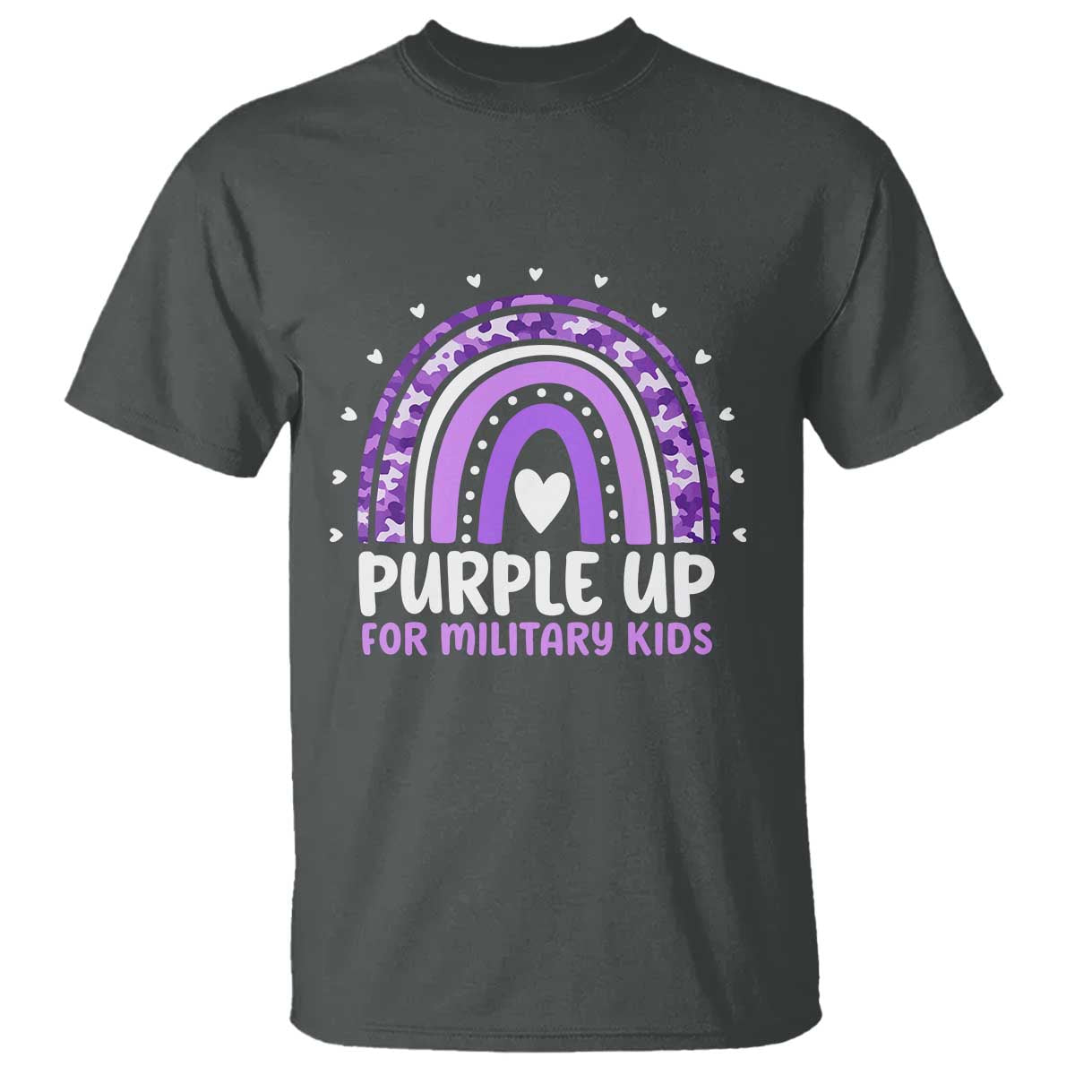 Purple Up For Military Kids T Shirt Month Of Military Child Army Rainbow TS10 Dark Heather Print Your Wear