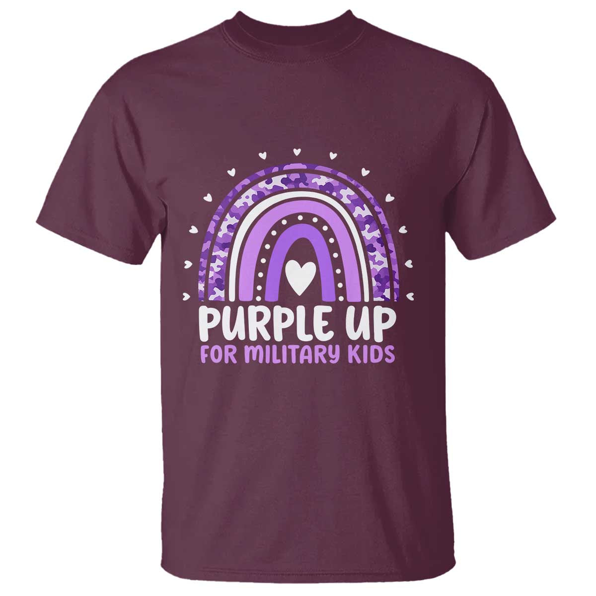 Purple Up For Military Kids T Shirt Month Of Military Child Army Rainbow TS10 Maroon Print Your Wear