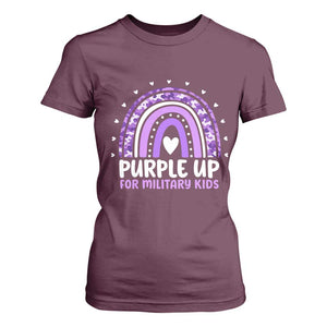 Purple Up For Military Kids T Shirt For Women Month Of Military Child Army Rainbow TS10 Maroon Print Your Wear