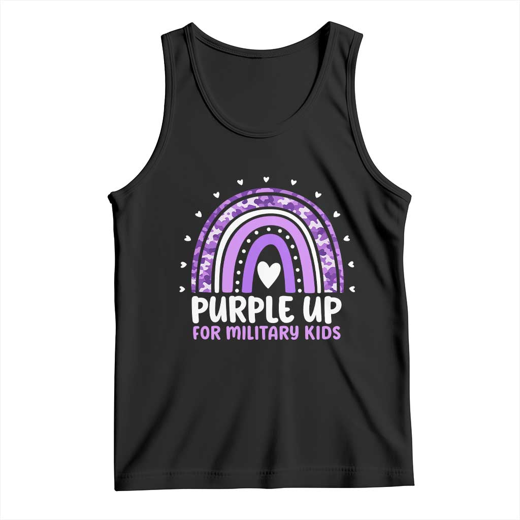 Purple Up For Military Kids Tank Top Month Of Military Child Army Rainbow TS10 Black Print Your Wear