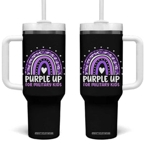 Purple Up For Military Kids Tumbler With Handle Month Of Military Child Army Rainbow TS10 One Size: 40 oz Black Print Your Wear