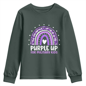 Purple Up For Military Kids Youth Sweatshirt Month Of Military Child Army Rainbow TS10 Dark Forest Green Print Your Wear