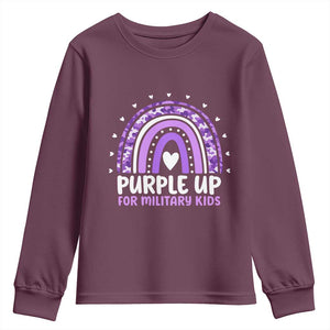 Purple Up For Military Kids Youth Sweatshirt Month Of Military Child Army Rainbow TS10 Maroon Print Your Wear
