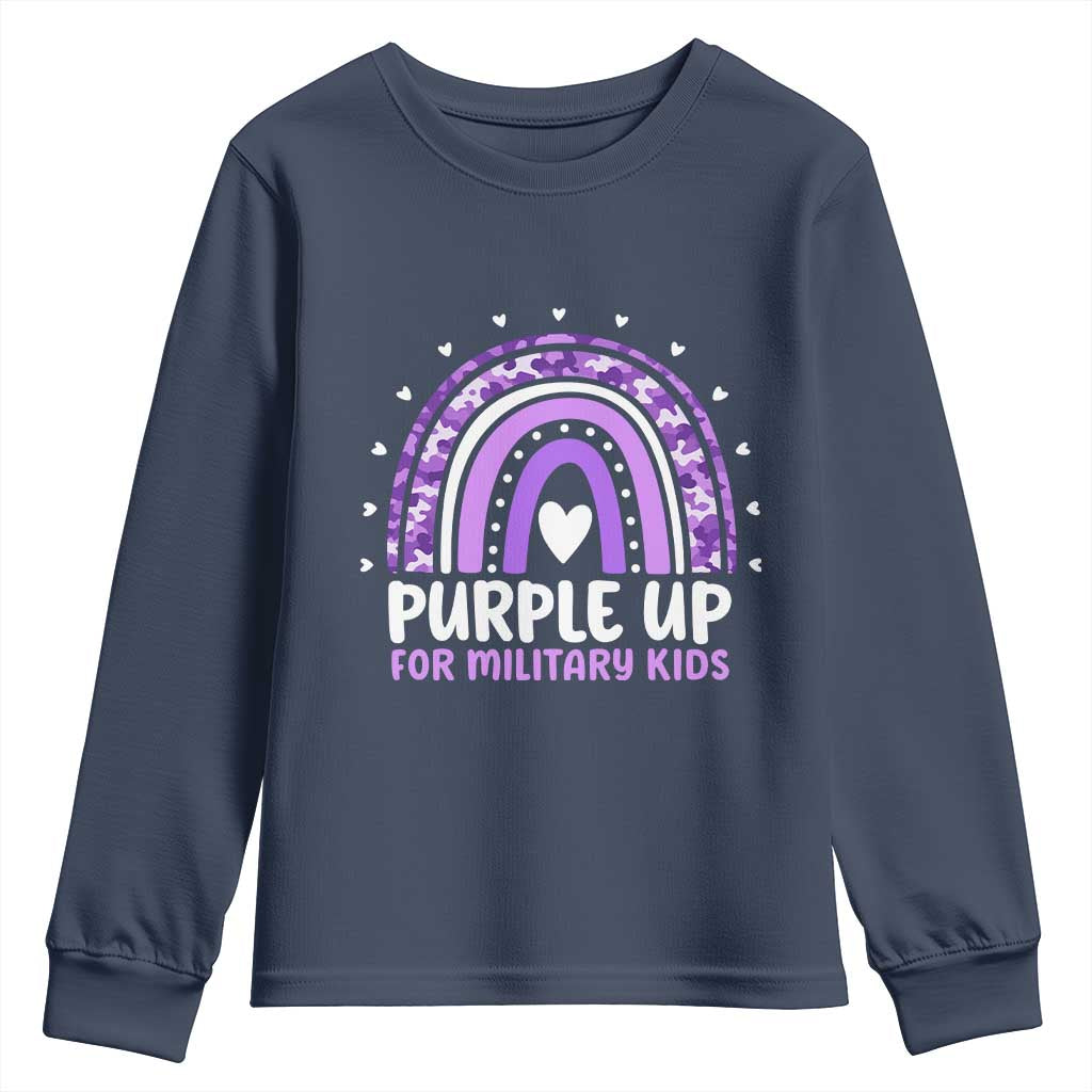 Purple Up For Military Kids Youth Sweatshirt Month Of Military Child Army Rainbow TS10 Navy Print Your Wear