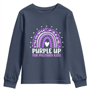 Purple Up For Military Kids Youth Sweatshirt Month Of Military Child Army Rainbow TS10 Navy Print Your Wear