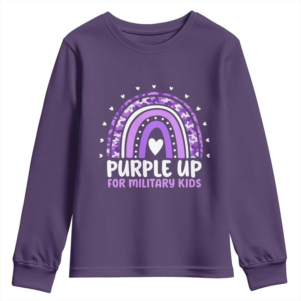 Purple Up For Military Kids Youth Sweatshirt Month Of Military Child Army Rainbow TS10 Purple Print Your Wear