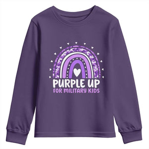 Purple Up For Military Kids Youth Sweatshirt Month Of Military Child Army Rainbow TS10 Purple Print Your Wear