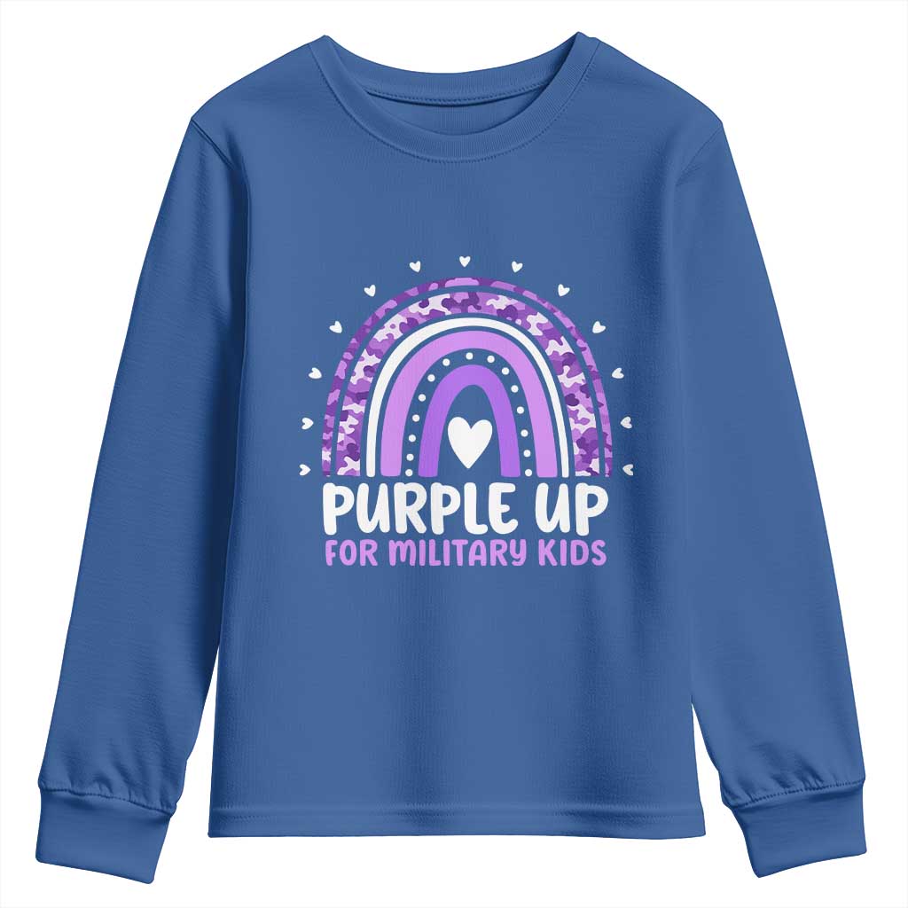Purple Up For Military Kids Youth Sweatshirt Month Of Military Child Army Rainbow TS10 Royal Blue Print Your Wear