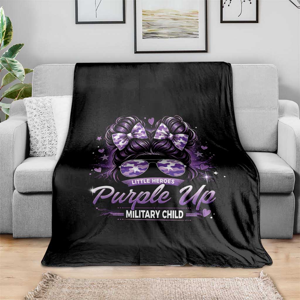 Purple Up Military Child Throw Blanket Camo Messy Bun Military Kid Month TS10 Print Your Wear