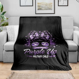 Purple Up Military Child Throw Blanket Camo Messy Bun Military Kid Month TS10 Print Your Wear