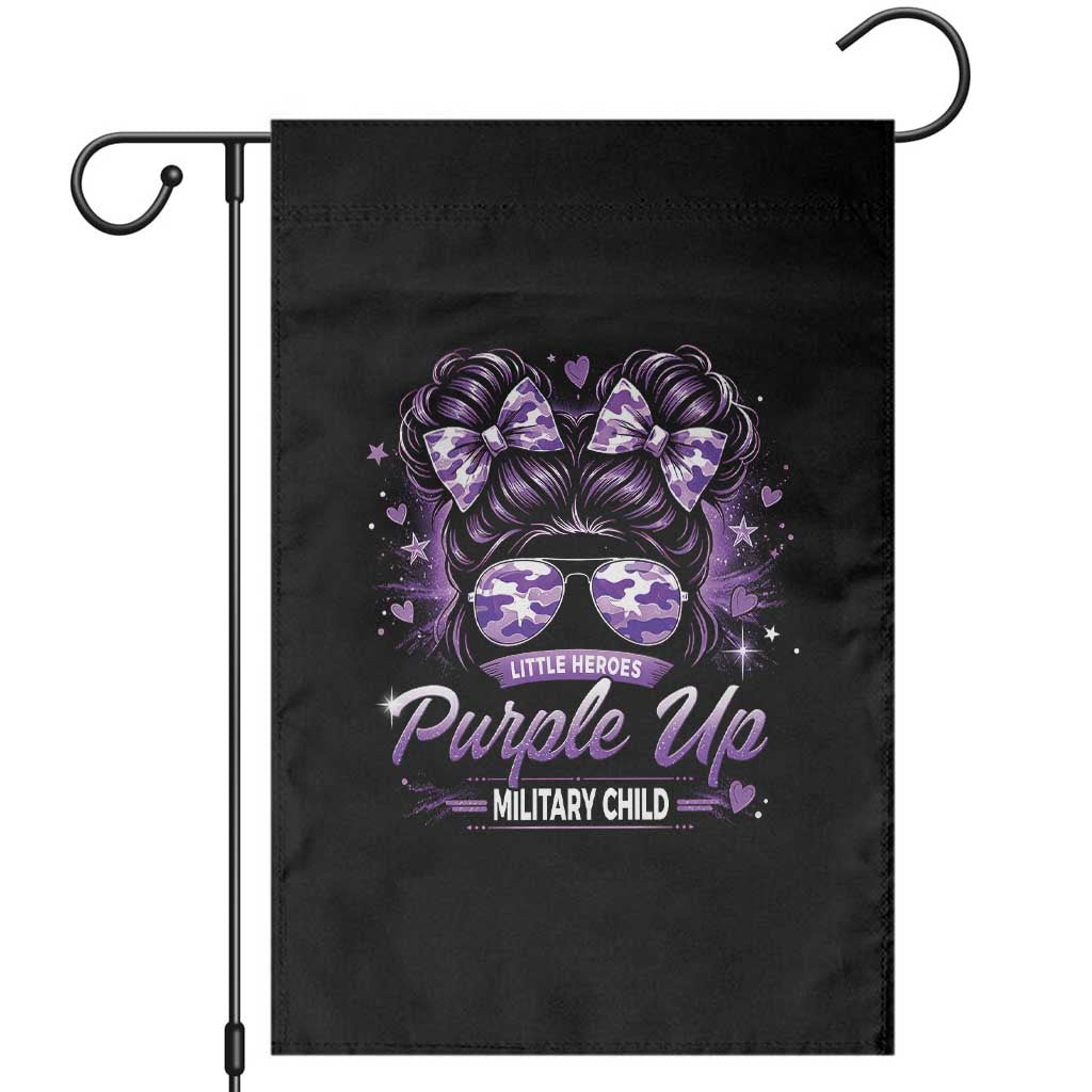 Purple Up Military Child Garden Flag Camo Messy Bun Military Kid Month TS10 Black Print Your Wear