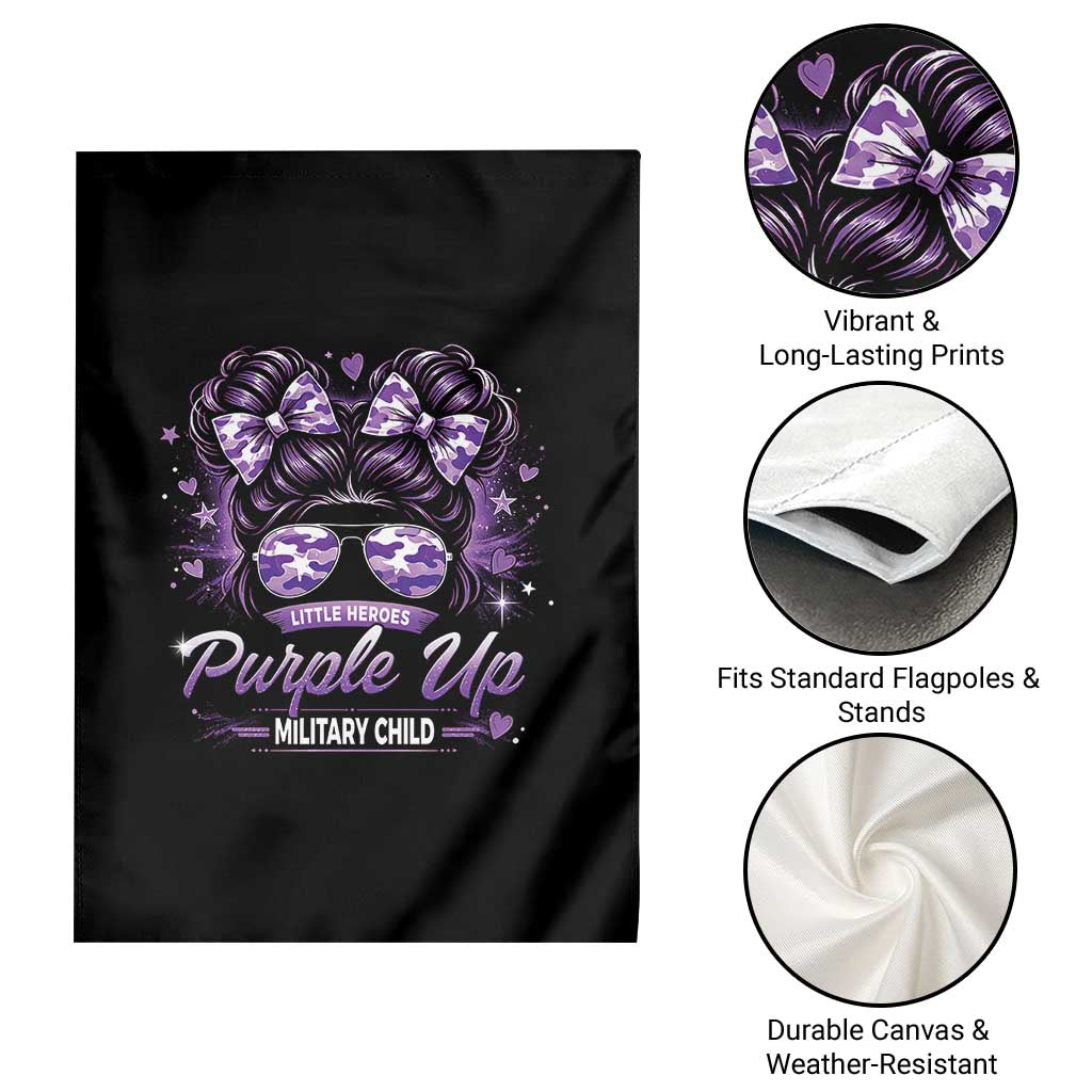 Purple Up Military Child Garden Flag Camo Messy Bun Military Kid Month TS10 Print Your Wear