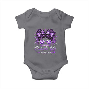 Purple Up Military Child Baby Onesie Camo Messy Bun Military Kid Month TS10 Charcoal Print Your Wear
