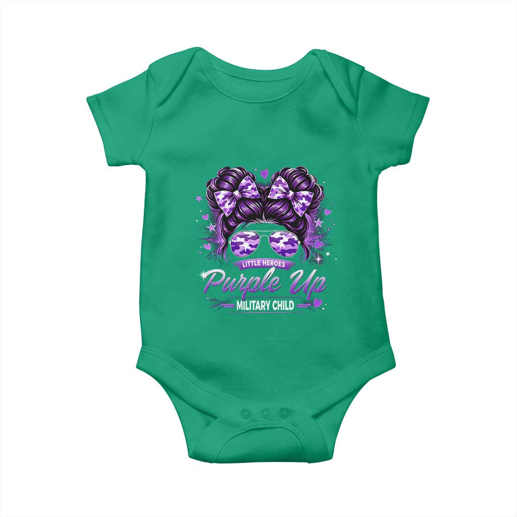 Purple Up Military Child Baby Onesie Camo Messy Bun Military Kid Month TS10 Irish Green Print Your Wear