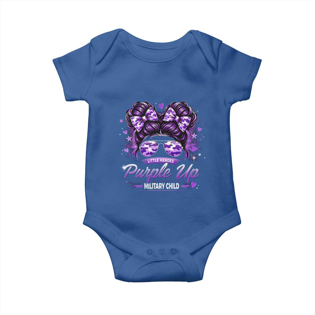 Purple Up Military Child Baby Onesie Camo Messy Bun Military Kid Month TS10 Royal Blue Print Your Wear