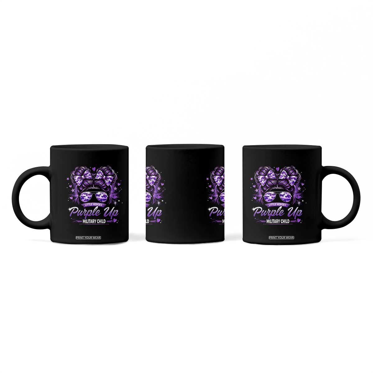 Purple Up Military Child Coffee Mug Camo Messy Bun Military Kid Month TS10 Print Your Wear