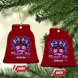 Purple Up Military Child Ceramic Ornament Camo Messy Bun Military Kid Month TS10 Print Your Wear