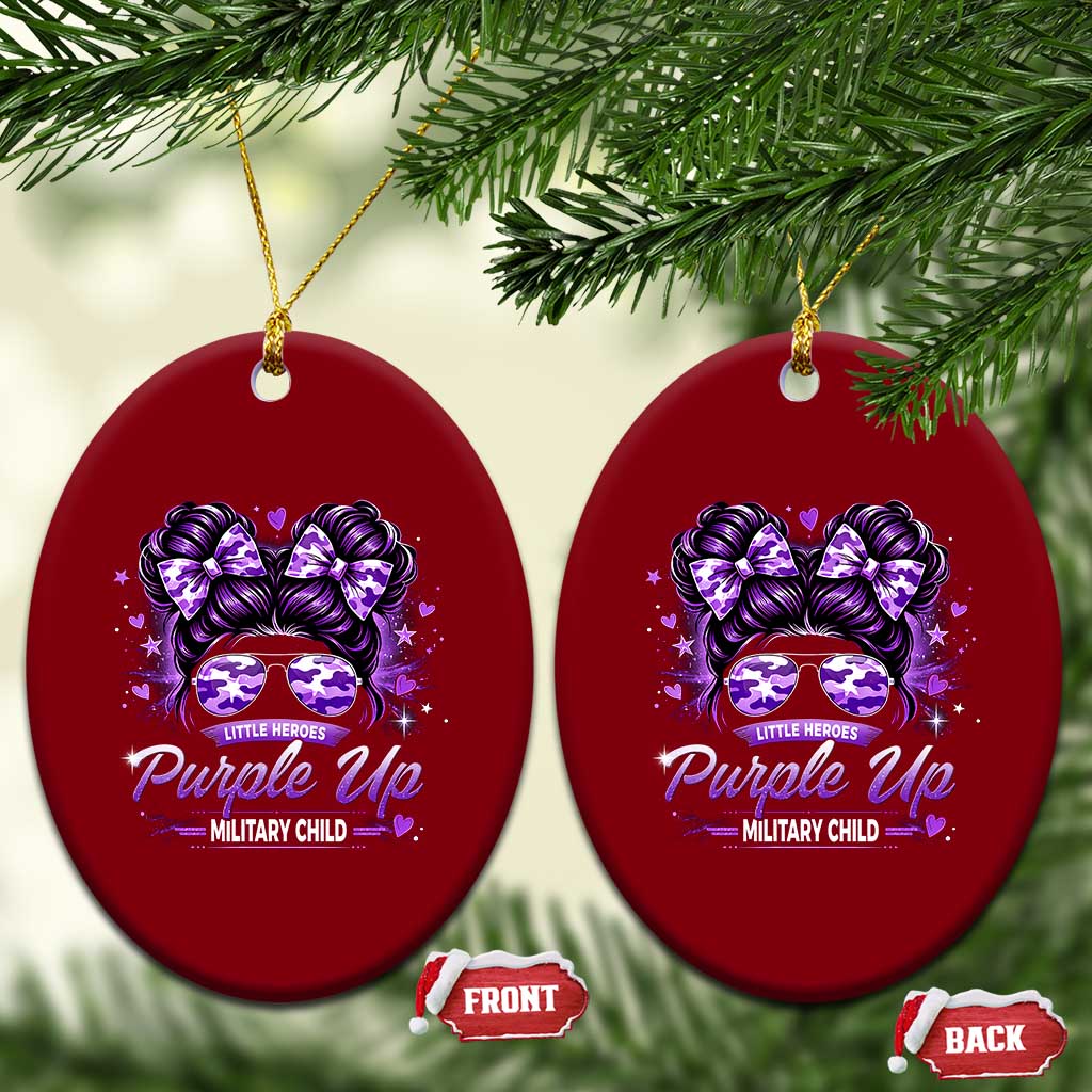 Purple Up Military Child Ceramic Ornament Camo Messy Bun Military Kid Month TS10 Print Your Wear