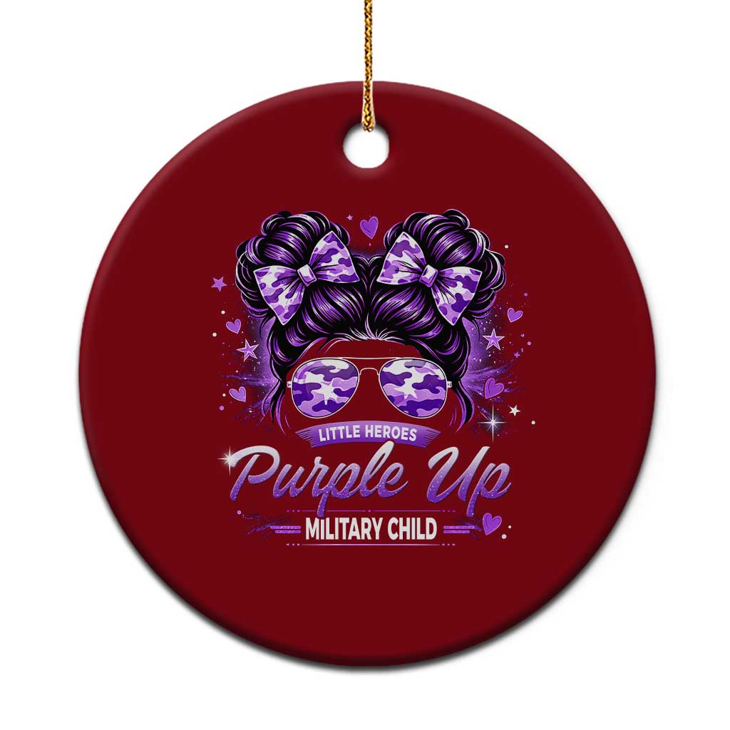 Purple Up Military Child Ceramic Ornament Camo Messy Bun Military Kid Month TS10 1pc Red Print Your Wear