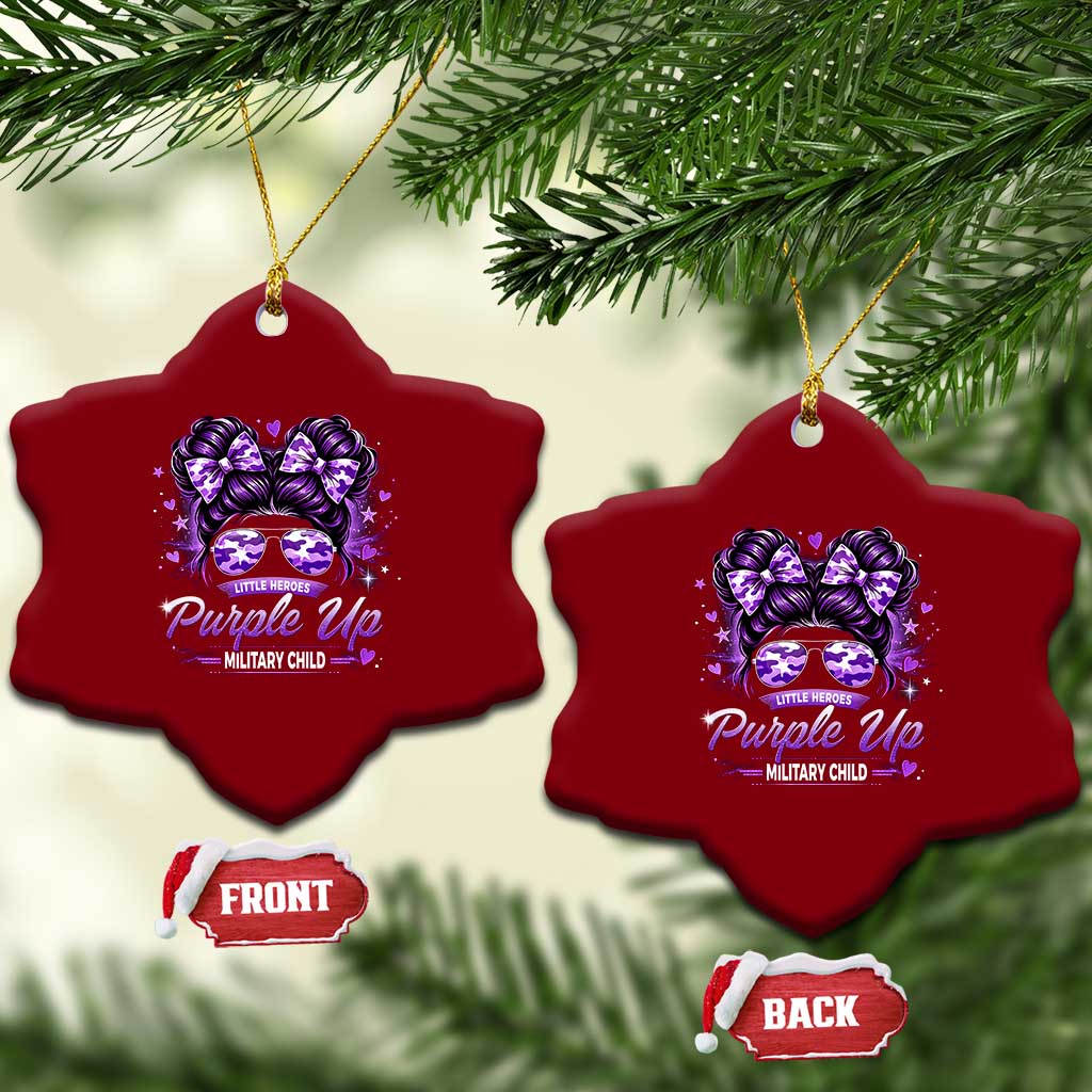 Purple Up Military Child Ceramic Ornament Camo Messy Bun Military Kid Month TS10 Print Your Wear