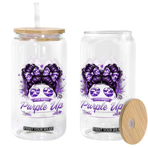 Purple Up Military Child Glass Can Camo Messy Bun Military Kid Month TS10 Print Your Wear