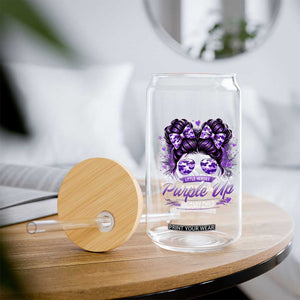 Purple Up Military Child Glass Can Camo Messy Bun Military Kid Month TS10 Print Your Wear