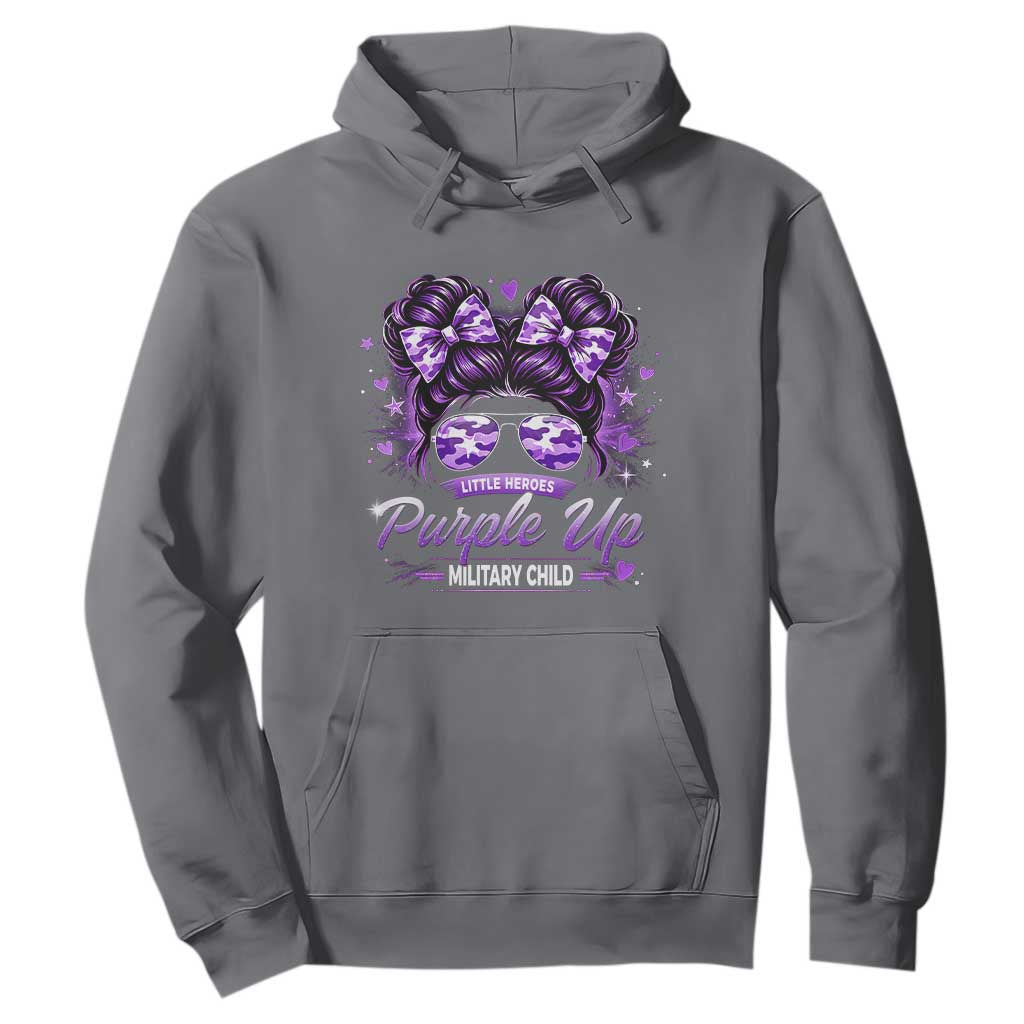 Purple Up Military Child Hoodie Camo Messy Bun Military Kid Month TS10 Charcoal Print Your Wear